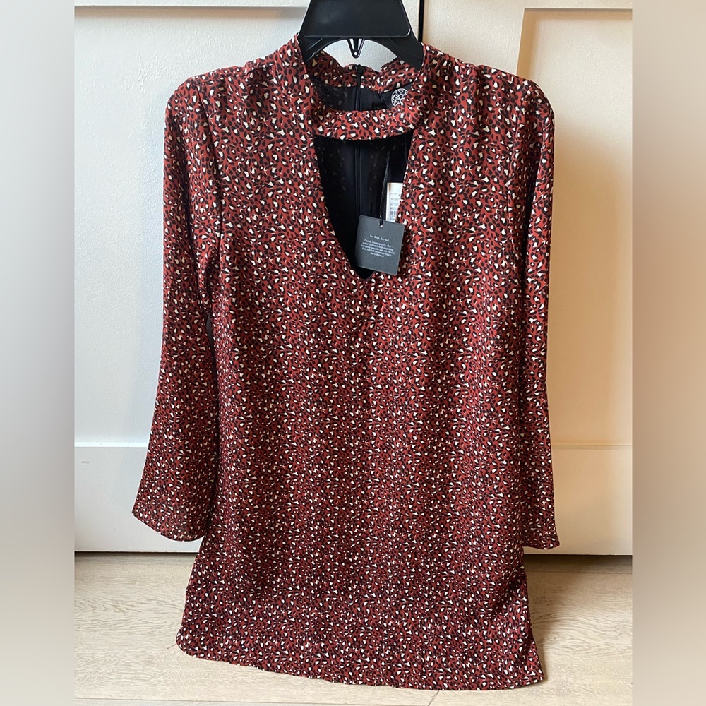 Leopard pattern long sleeve dress, NEVER WORN size S